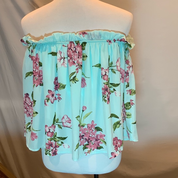 Strapless floral ruffled flounce top med - Picture 3 of 7